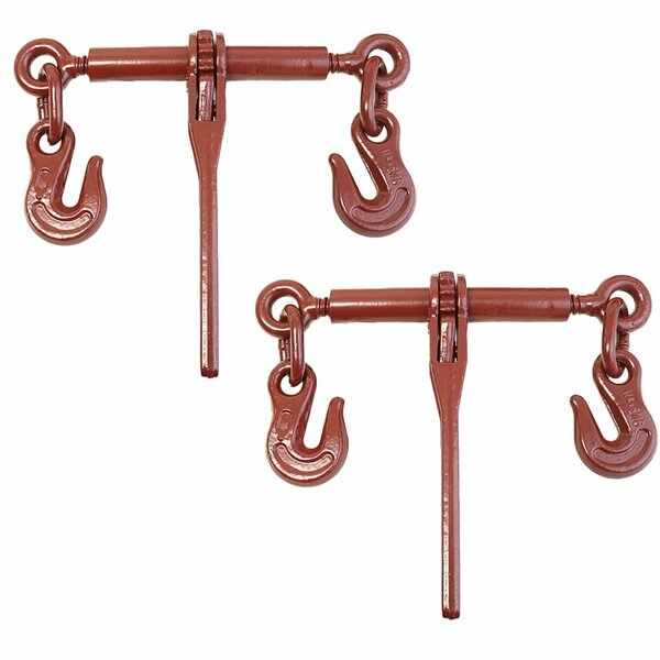 Boxer Tools HD Ratchet Chain Load Binder w/Forged Grab Hooks, 1/4-in. 5/16in, 2,600lbs WLL, 2PK 66168/ LB02-14